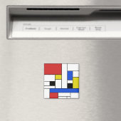 Mondrian Lijnen 2 Inch Vierkante Magneet (Insitu (Vaatwasser))