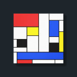 Mondrian Lijnen Ingepakt Canvas 12" x 12" Afdruk<br><div class="desc">Ontwerp geïnspireerd door Nederlandse schilder Piet Mondrian in rood, blauw, geel en zwart</div>
