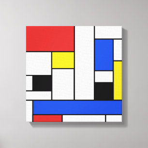 Mondrian Lijnen Ingepakt Canvas 12" x 12" Afdruk