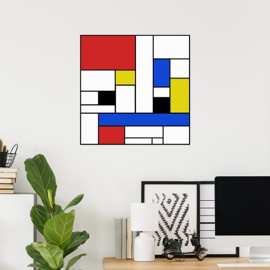 Mondrian Lines 24" x 24" Poster (Matte) (Thuiskantoor)