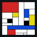 Mondrian Lines 24" x 24" Poster (Matte)<br><div class="desc">Design inspired by dutch painter Piet Mondrian in red,  blue,  yellow,  and black</div>