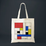 Mondrian Lines Budget Tote Bag<br><div class="desc">Ontwerp geïnspireerd door Nederlandse schilder Piet Mondrian in rood,  blauw,  geel en zwart</div>