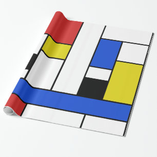 Mondrian Lines Glossy Inpakpapier, 76 cm x 1,8 m Cadeaupapier
