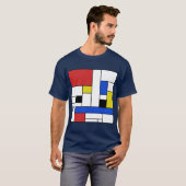 Mondrian Lines Heren Donkere T-Shirt (Voorkant volledig)