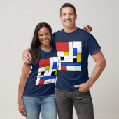 Mondrian Lines Heren Donkere T-Shirt (Unisex)