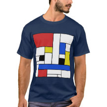 Mondrian Lines Mannen Dark T-Shirt
