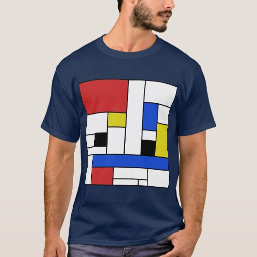 Mondrian Lines Mannen Dark T-Shirt (Voorkant)