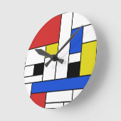 Mondrian Lines Round Wall Clock Ronde Klok (Hoek)