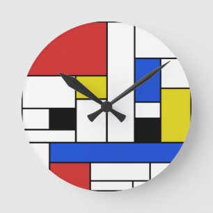 Mondrian Lines Round Wall Clock Ronde Klok