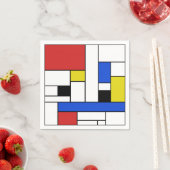 Mondrian Lines Witte Cocktaillinpapieren Servetten (Insitu)