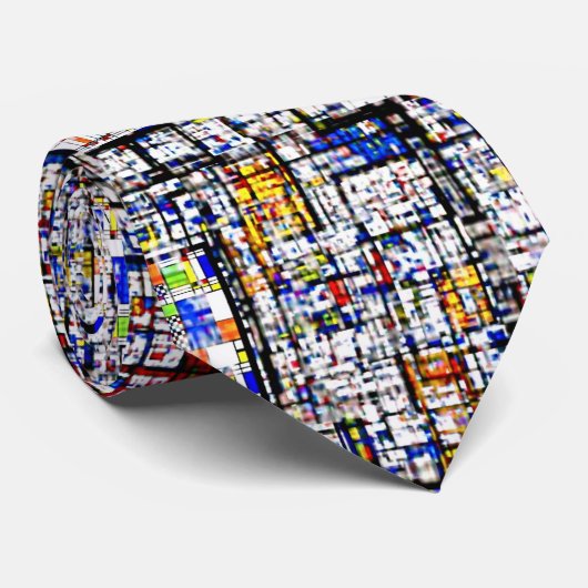 Mondrian Meets Grunge Stropdas (Opgerold)