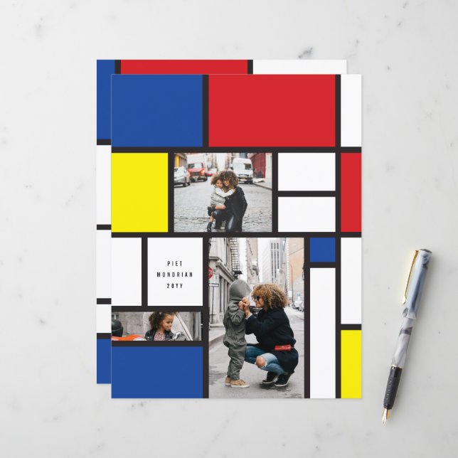 Mondrian Minimalistische Moderne Kunst 3 Fotopapie (Voorkant / Achterkant in situ)