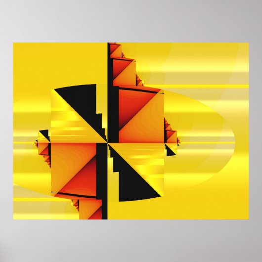 Mondrian Modern Abstracte Fractal Art Poster (Voorkant)