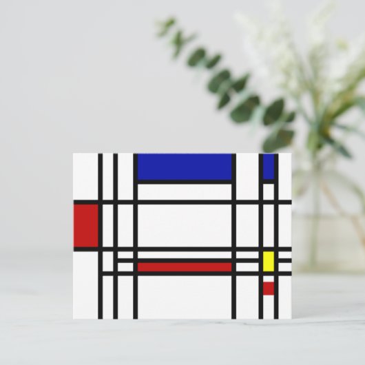 Mondrian Modern Art Briefkaart (Staand voorkant)