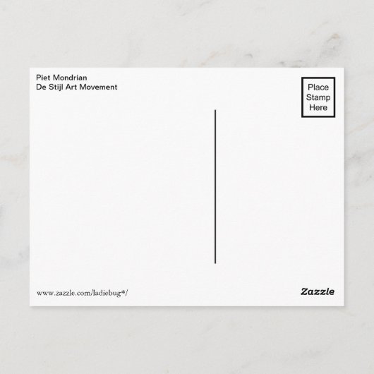 Mondrian Modern Art Briefkaart (Achterkant)