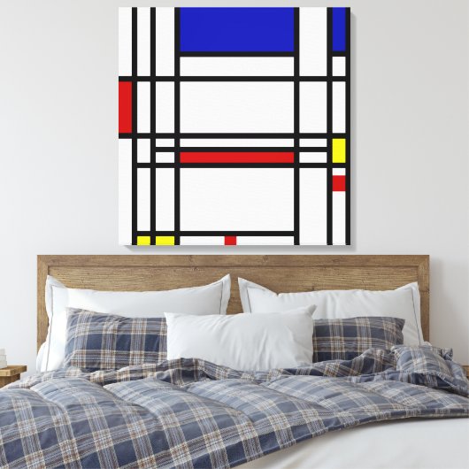 Mondrian Modern Art Canvas Afdruk (Insitu (Slaapkamer))