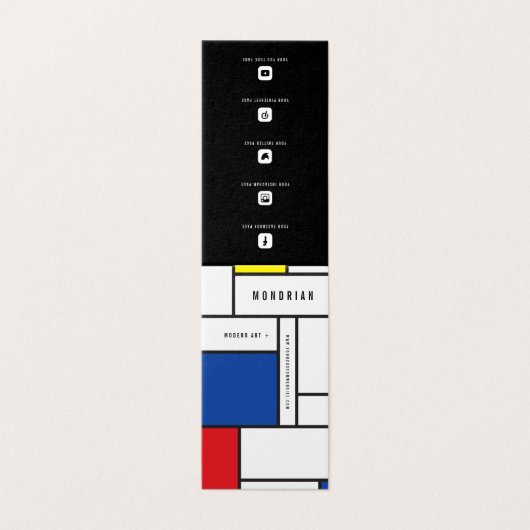 Mondrian Modern Art de Stijl Minimalist Abstract Visitekaartje (Buitenkant ongevouwen)