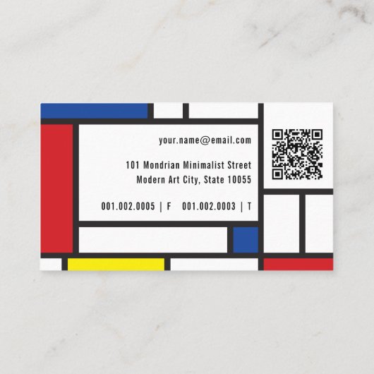 Mondrian Modern Art de Stijl Minimalist Abstract Visitekaartje (Achterkant)