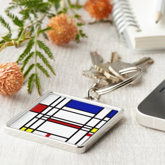 Mondrian Modern Art Sleutelhanger (Zijkant)