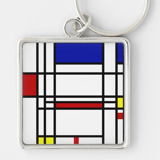Mondrian Modern Art Sleutelhanger (Voorkant)