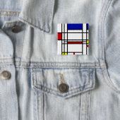 Mondrian Modern Art Vierkante Button 5,1 Cm (In situ)