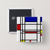 Mondrian Modern Art Vierkante Button 5,1 Cm (Voorkant /achterkant)
