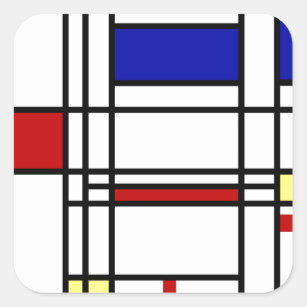 Mondrian Modern Art Vierkante Sticker