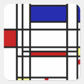 Mondrian Modern Art Vierkante Sticker (Voorkant)