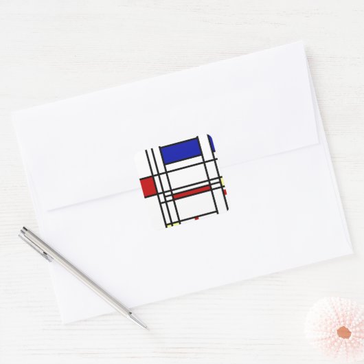 Mondrian Modern Art Vierkante Sticker (Envelop)