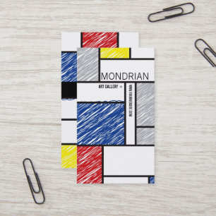 Mondrian Modern Simple Art Minimalist Scribbles Visitekaartje