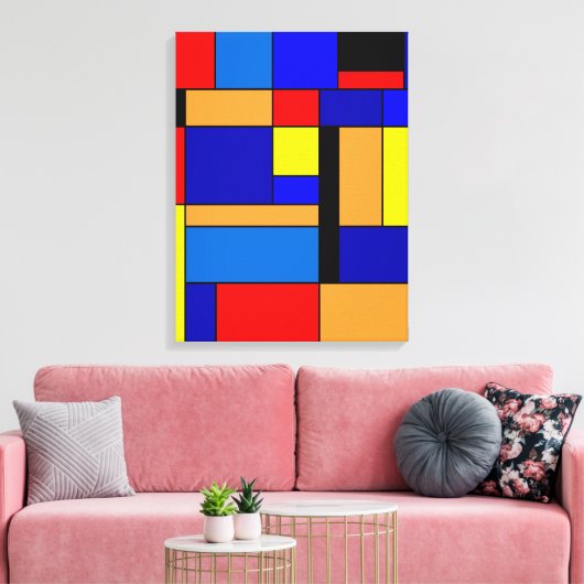 Mondrian nr. 2 canvas afdruk (Insitu (Woonkamer))