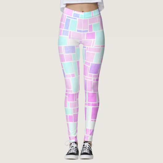 Mondrian Pastel 2 Leggings (Voorkant)