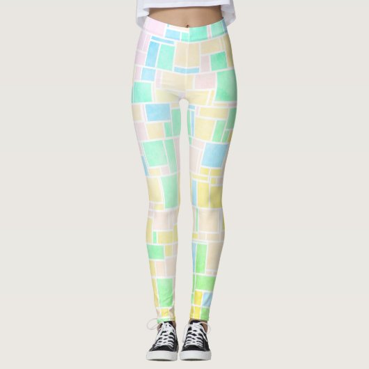 Mondrian Pastel 3 Leggings (Voorkant)
