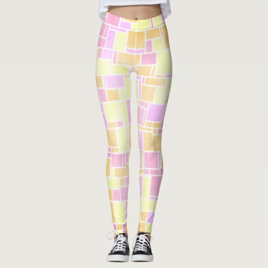 Mondrian Pastel 4 Leggings (Voorkant)
