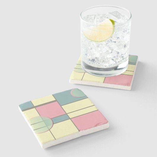 Mondrian & Pastell Stenen Onderzetter (Zijkant)