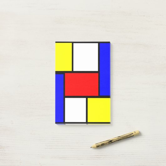 Mondrian Pattern Style Post-it® Notes (Op bureau)