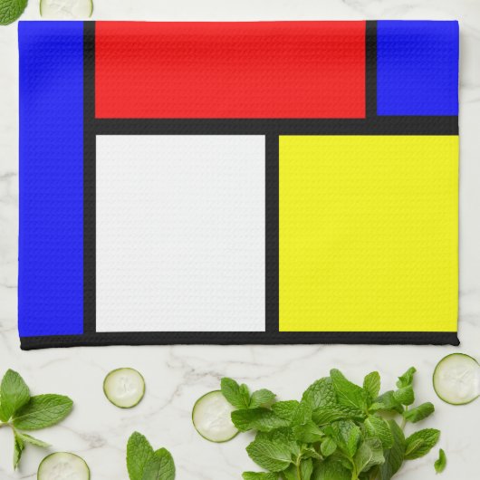 Mondrian Pattern Style Theedoek (Gevouwen)