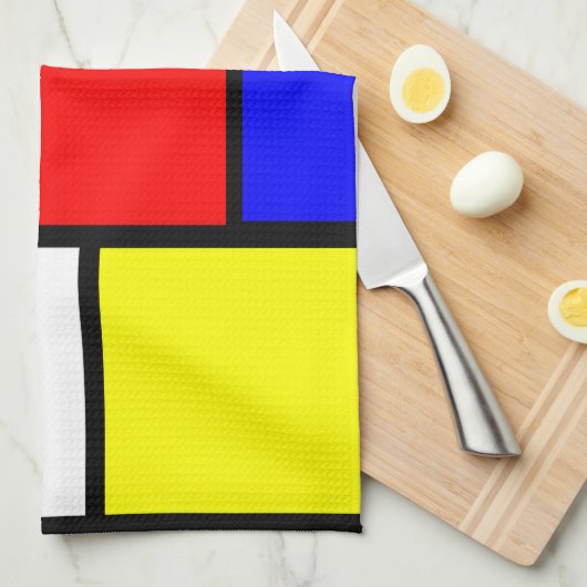 Mondrian Pattern Style Theedoek (Quarter Fold)