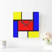 Mondrian Pattern Style Vierkante Klok (Huis)