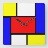 Mondrian Pattern Style Vierkante Klok (Voorkant)