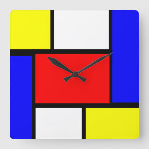 Mondrian Pattern Style Vierkante Klok