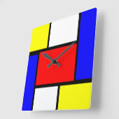 Mondrian Pattern Style Vierkante Klok (Hoek)