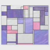 Mondrian Pink Paars White Print Cadeaupapier (Vlak)