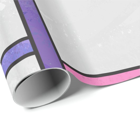 Mondrian Pink Paars White Print Cadeaupapier (Rol Hoek)