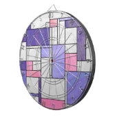 Mondrian Pink Paars White Print Dartbord (Voorkant Rechts)