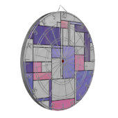 Mondrian Pink Paars White Print Dartbord (Voorkant Links)
