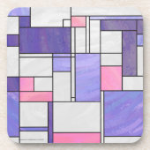 Mondrian Pink Paars White Print Drankjes Onderzetter (Voorkant)