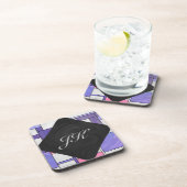 Mondrian Pink Paars White Print Drankjes Onderzetter (Rechterzijde)