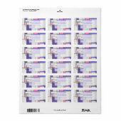 Mondrian Pink Paars White Print Etiket (Full Sheet)