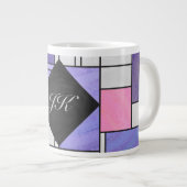 Mondrian Pink Paars White Print Grote Koffiekop (Voorkant rechts)